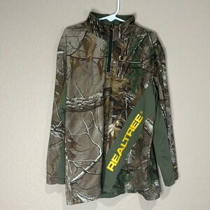 REALTREE Boys’ Camo Quarter-Zip ScentFactor L/S Pullover, Size M (8)